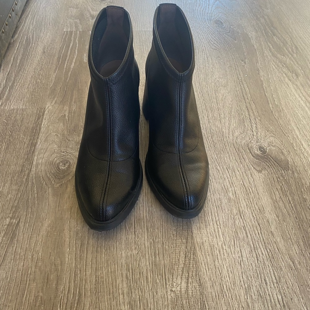 Sleek Black Leather Ankle Booties